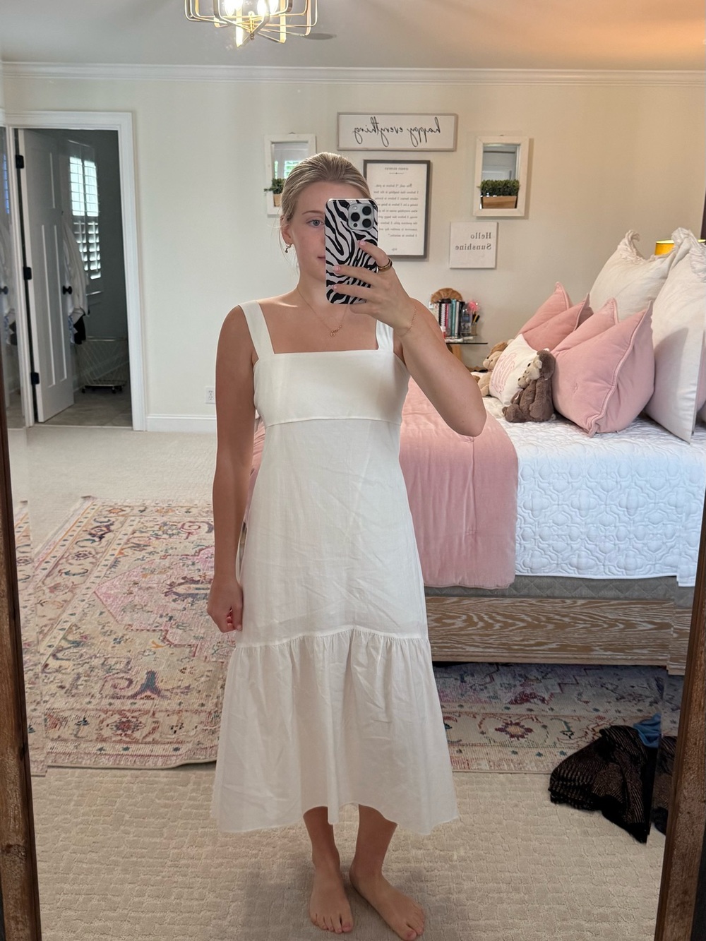 Pinch Cream Square Neck Midi Dress